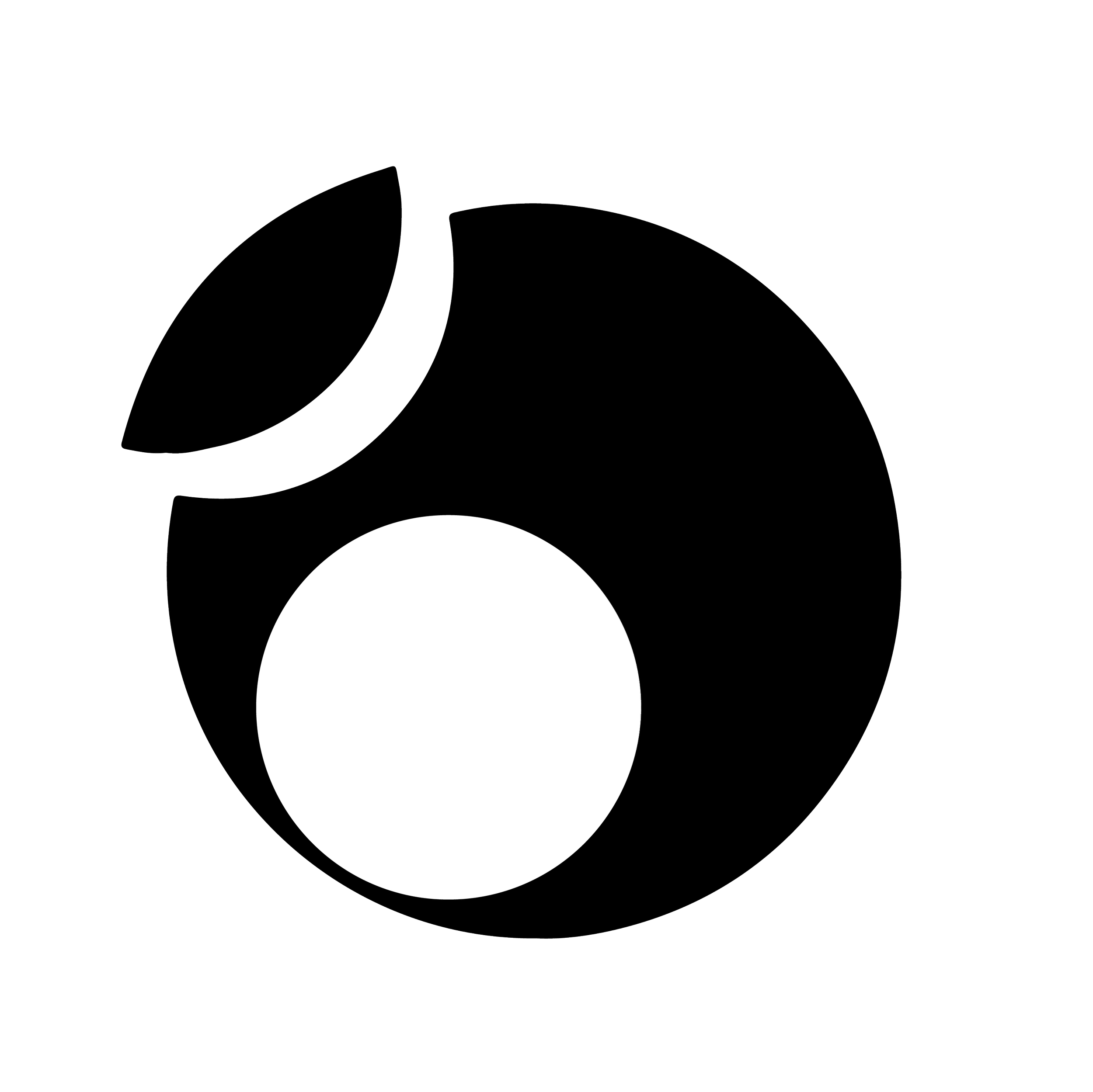 ECXENTRIC Logo showing white circle positioned eccentrically on larger black background circle. Larger black circle has piece removed apart from it 'apple style'.