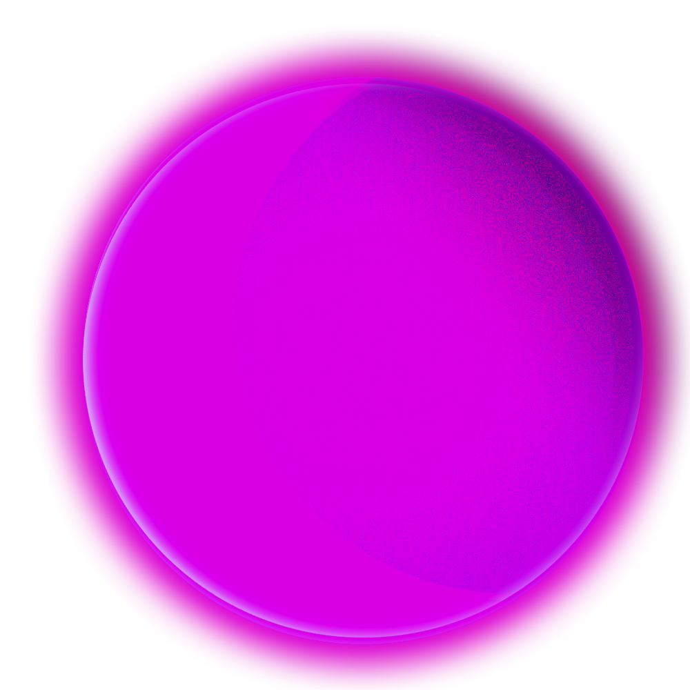 A digital abstract background featuring a large, glowing, pink and purple gradient circle with a reflective surface.
