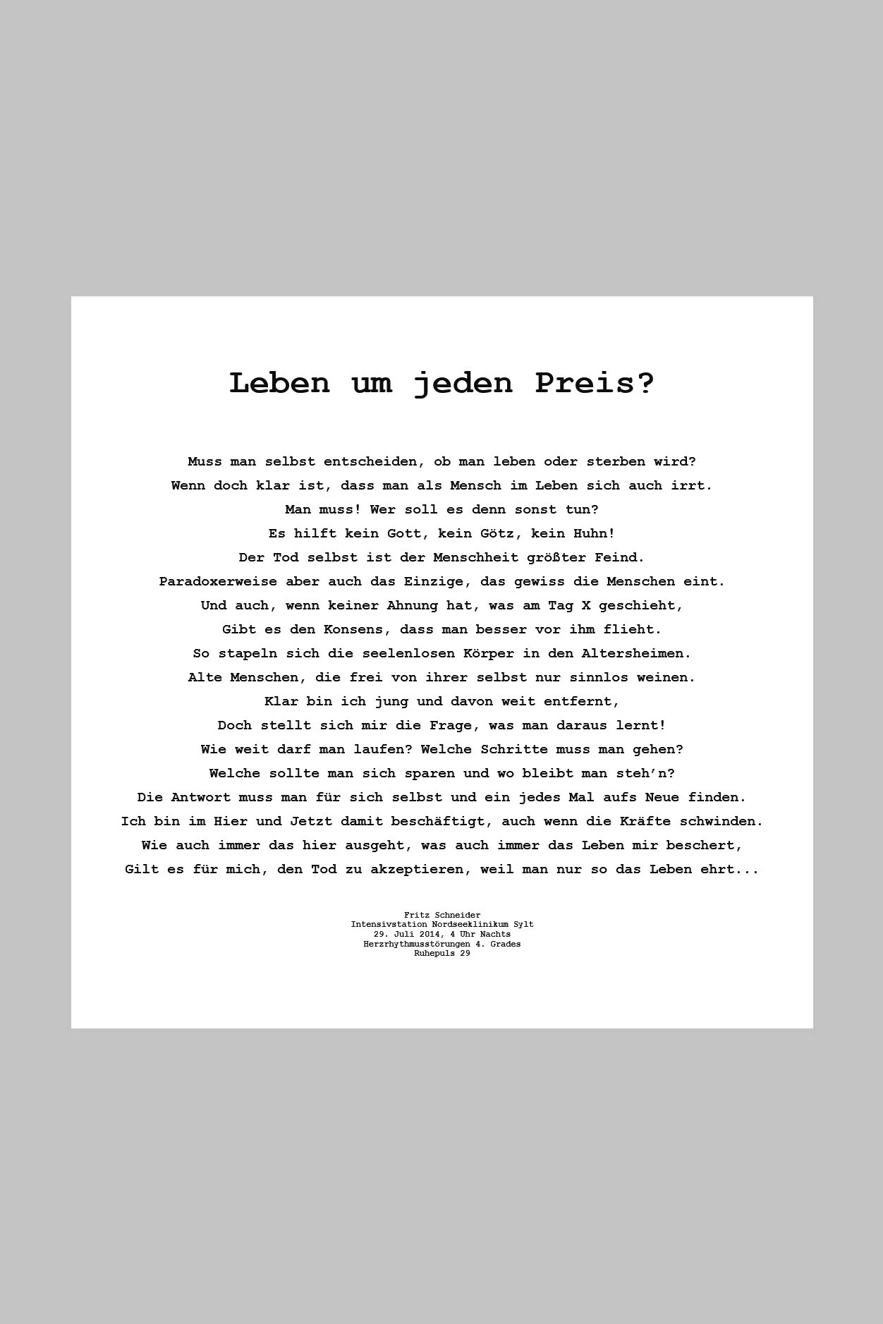 Leben um jeden Preis?