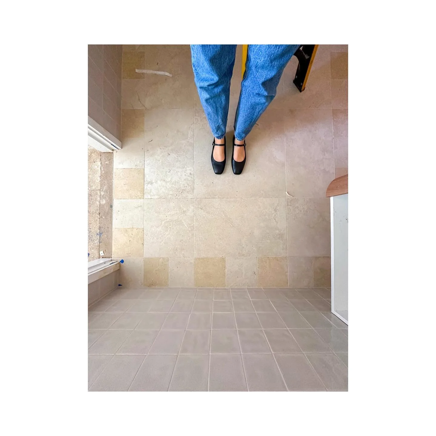 Stone laid, tiles set, and the finishing touches begin! 

On site at our Longueville project where feature finishes are taking shape - inspected in suitably cute, site appropriate shoes 🩰 

#gonzalvezdesignproject 
#interiorarchitectureanddesign 
#f