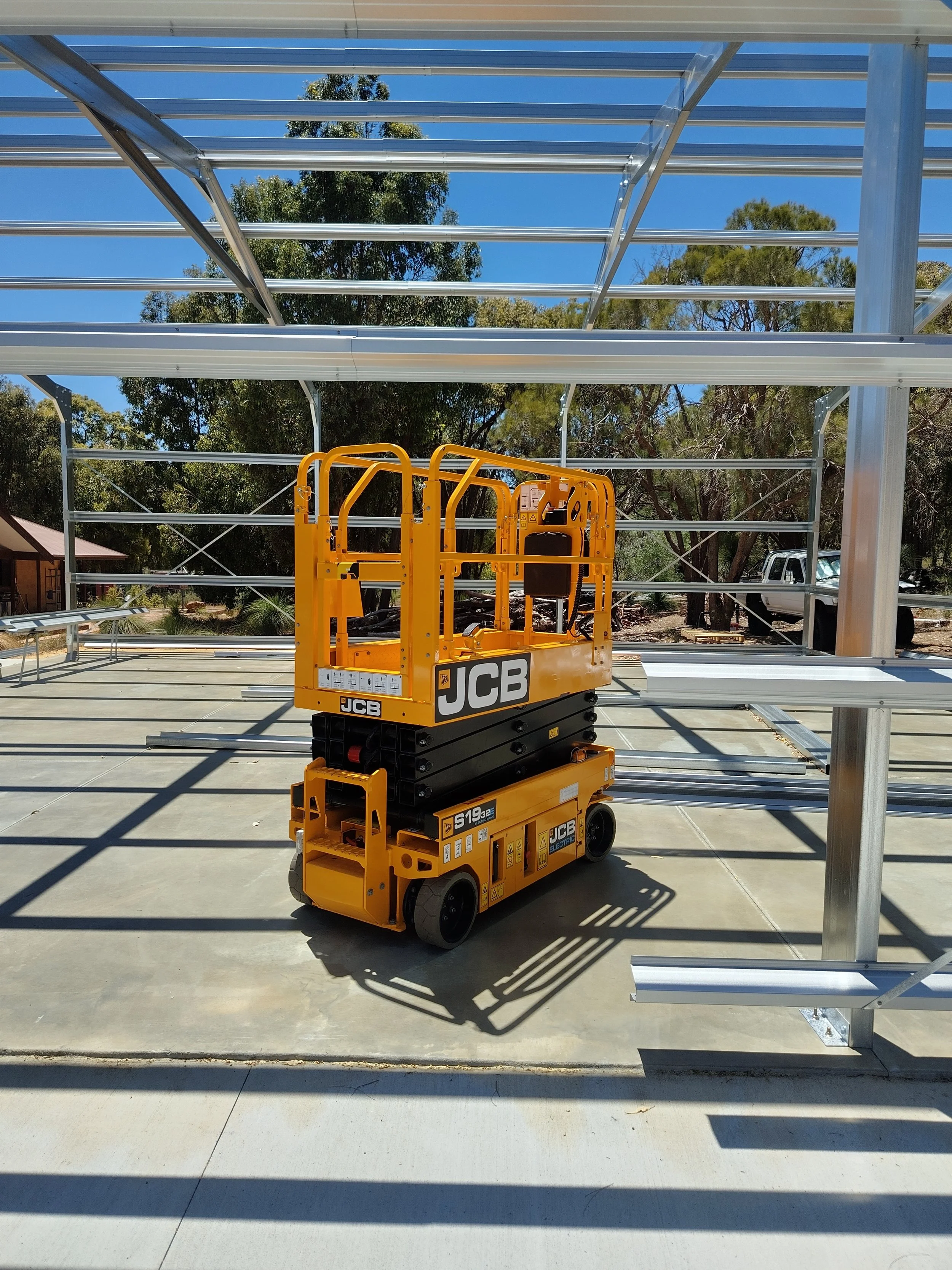 JCB Scissor Lift at a construction site.