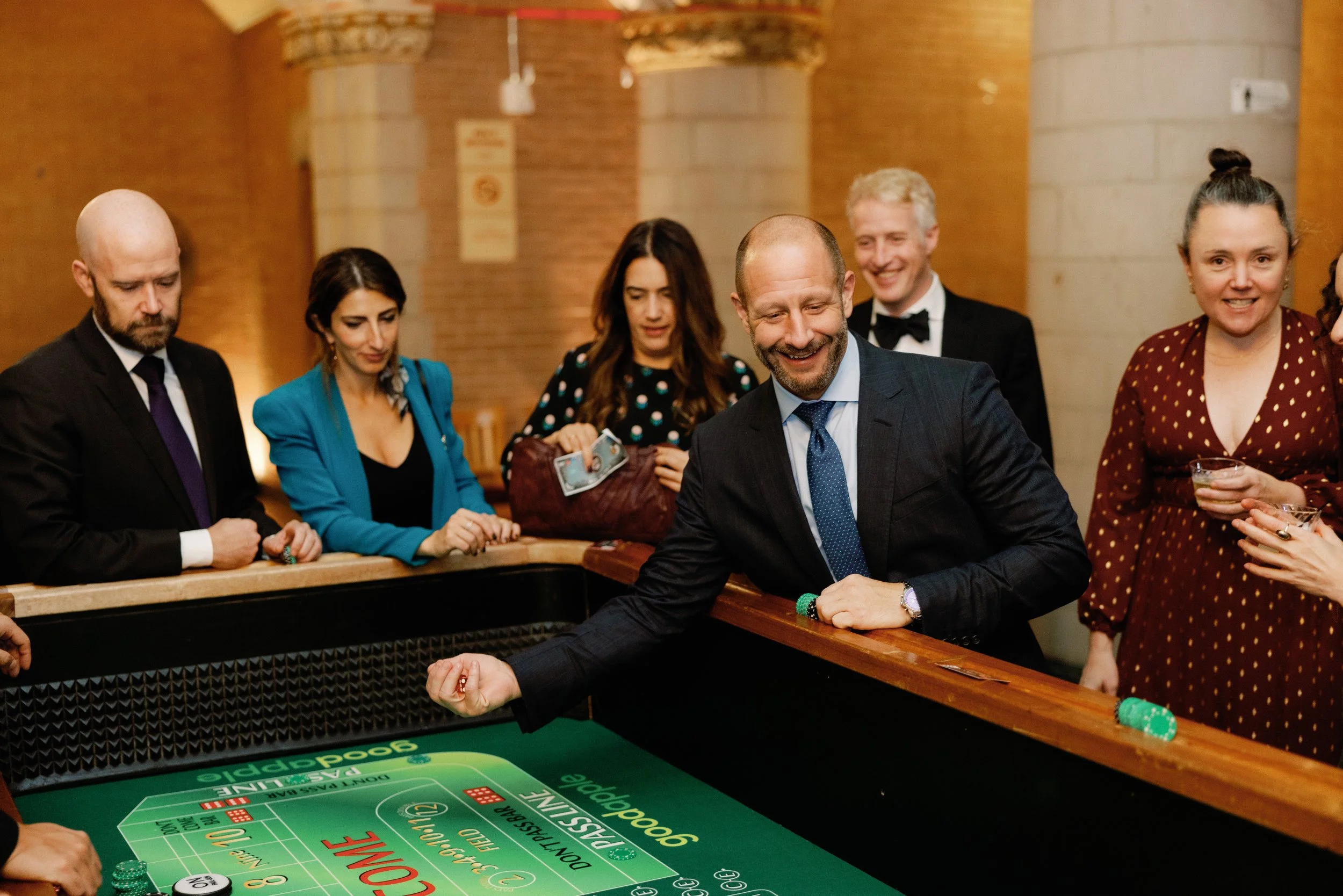 Guests enjoying table games at Bigs & Littles NYC Casino Night