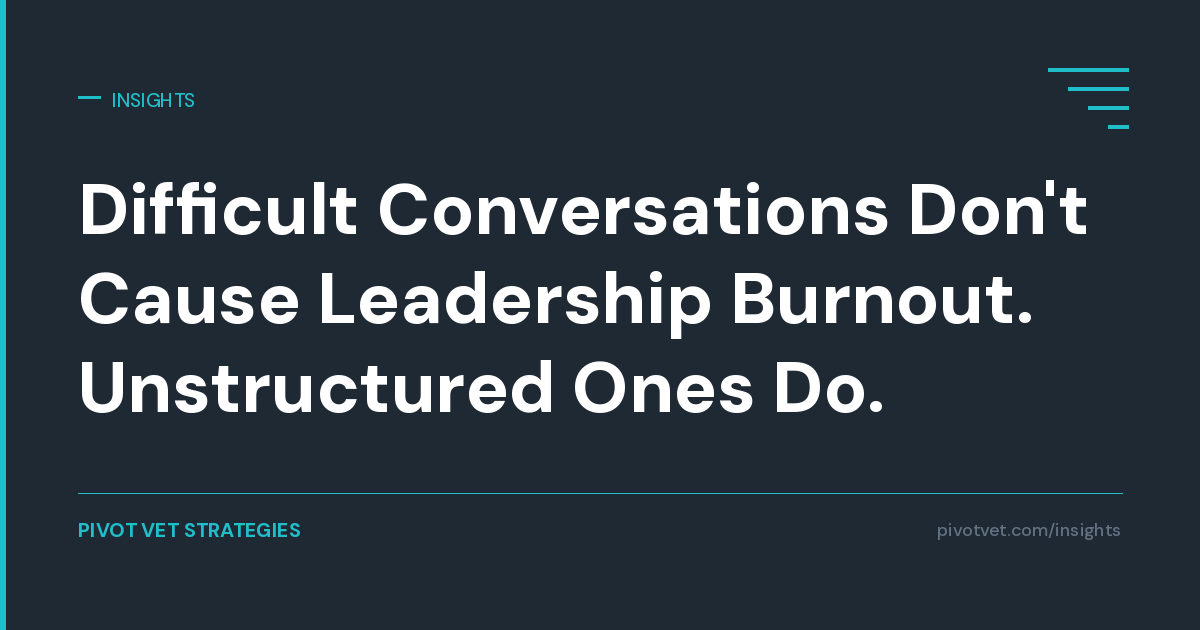 Difficult Conversations Don't Cause Leadership Burnout. Unstructured Ones Do.