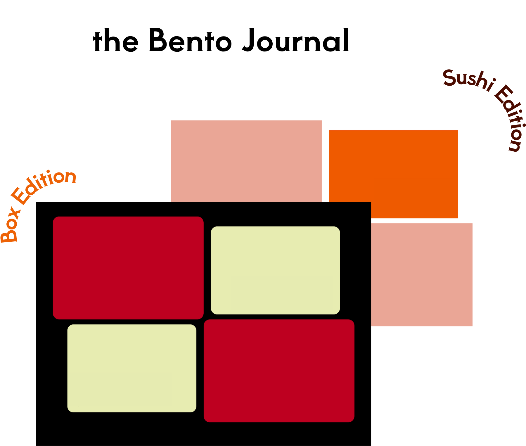 A digital image of both of the covers of the Bento Journal editions with title identifiers on the sides and "the Bento Journal" at the top.
