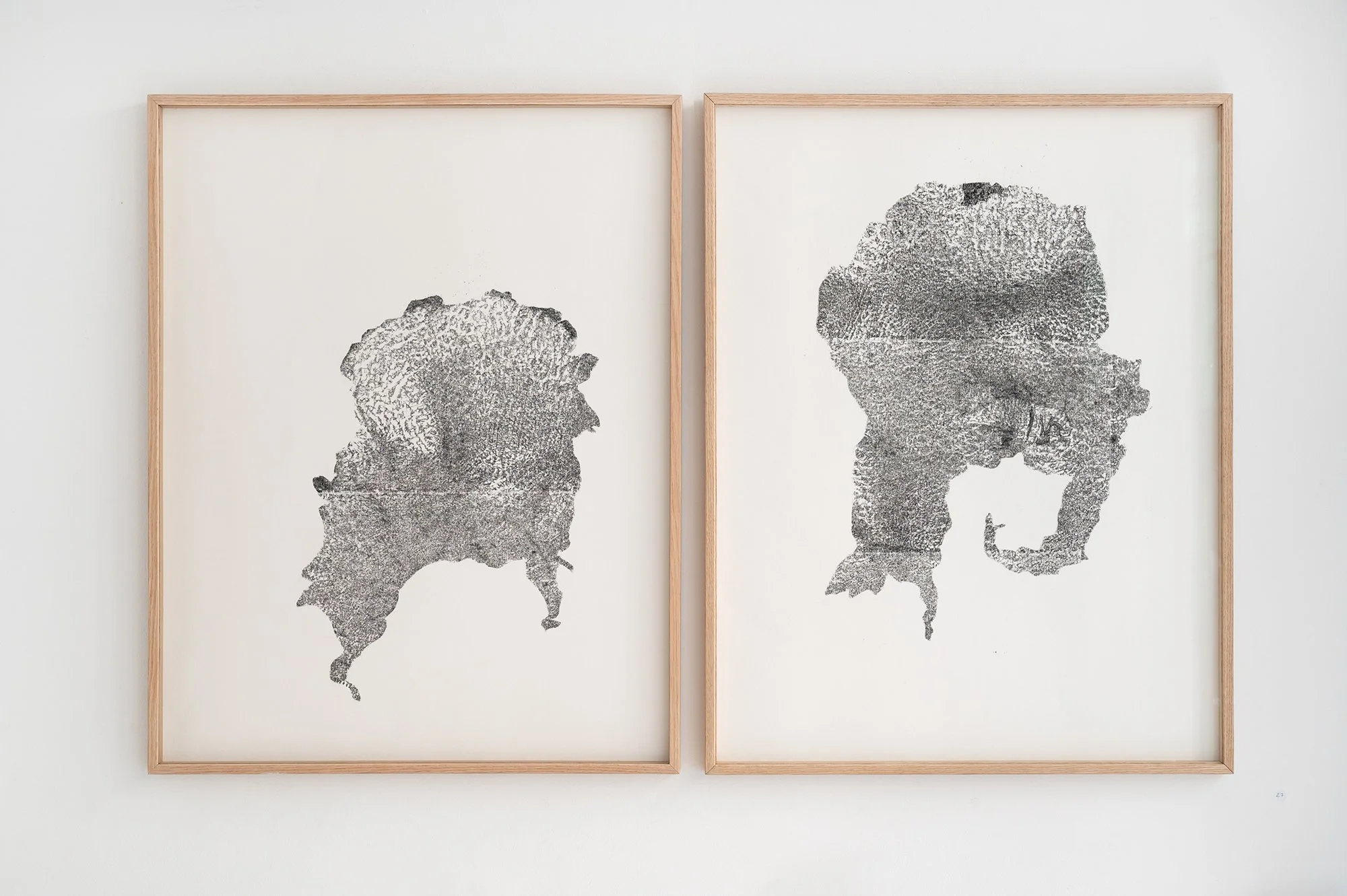 Untitled I - Untitled II 2025 - 66 x 51 cm
Carbon copy, ink on paper, Solid oak frames  