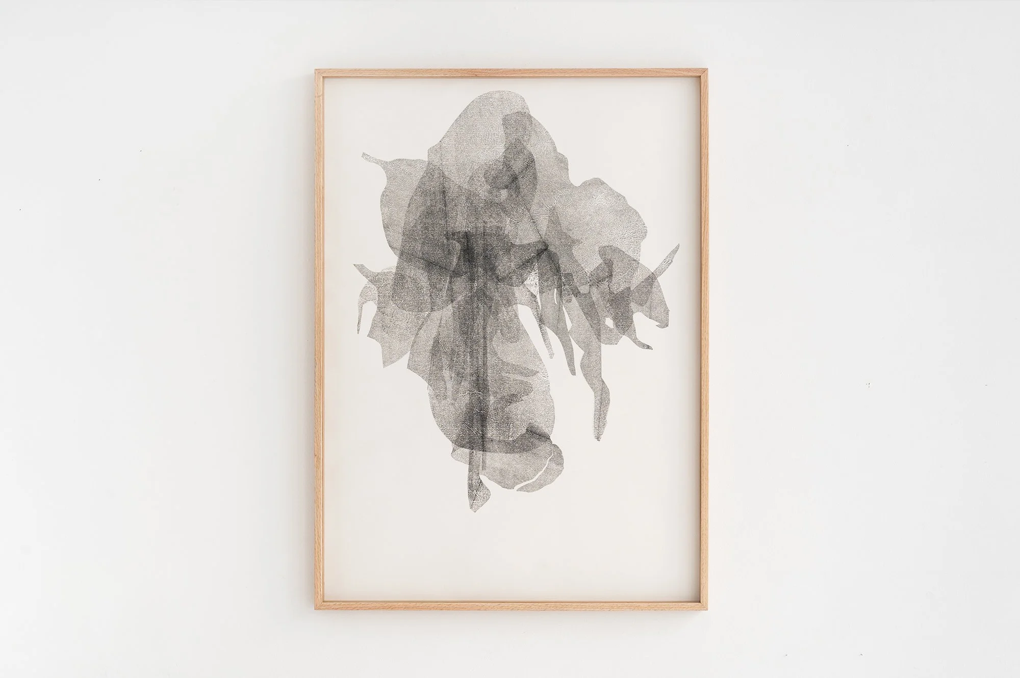 Untitled 2025 - 71 x 51 cm carbon copy, ink on paper, solid oak frame