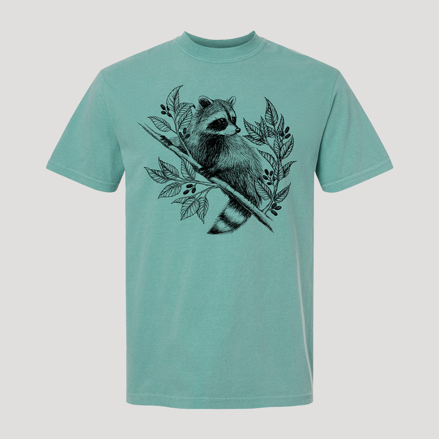 raccoon-vintage-botanical-tshirt-seafoam.png
