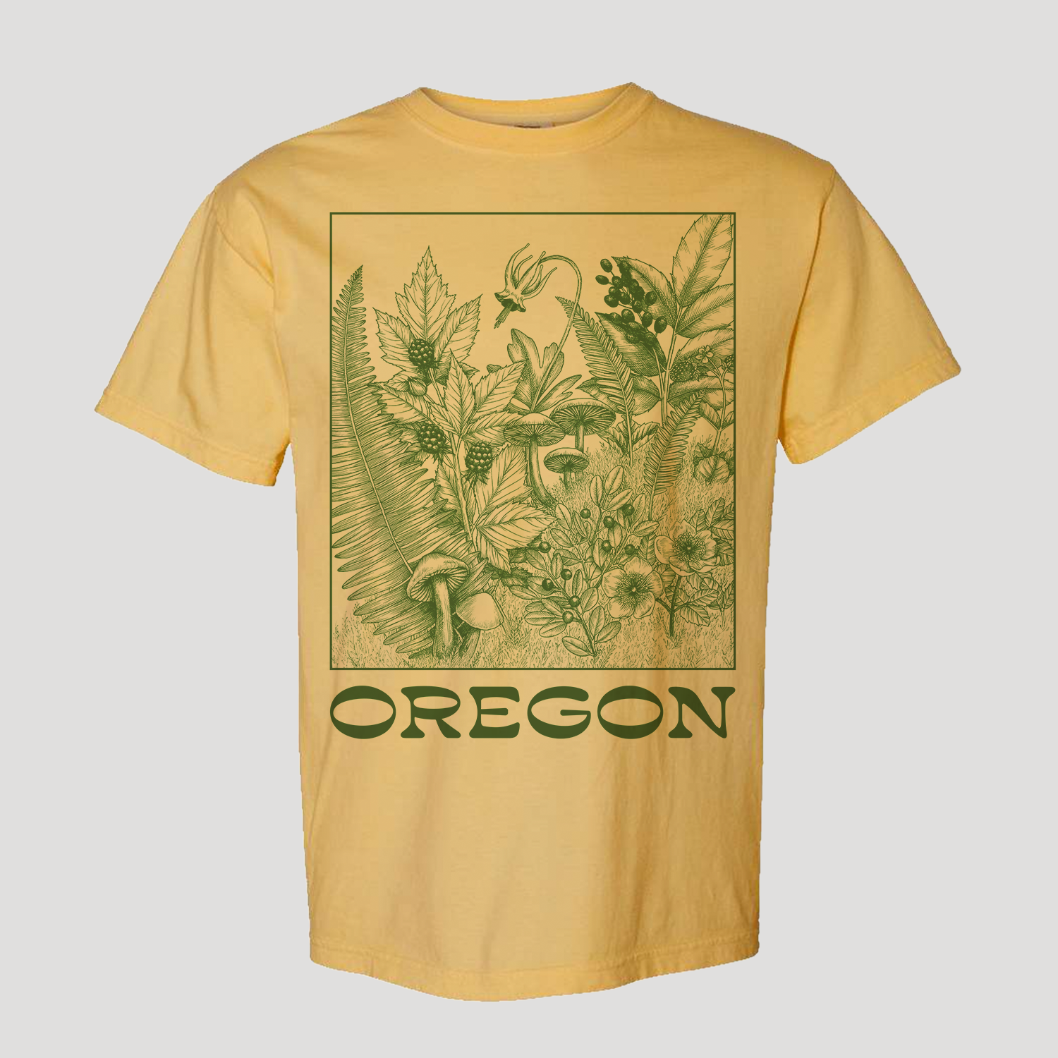 oregon-mushroom-vintage-botanical-tshirt-mustard.png