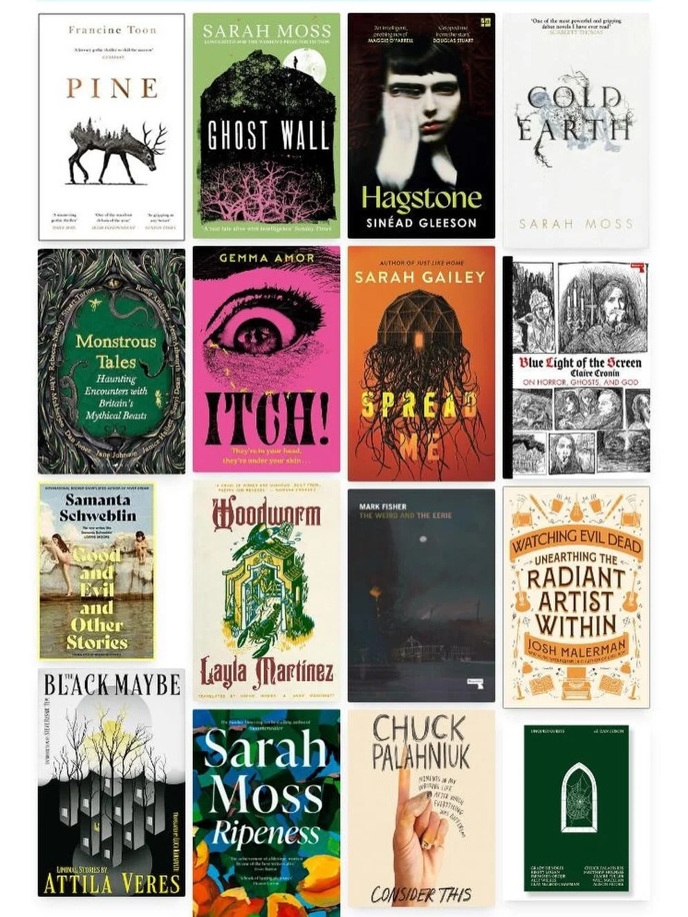 Read in January:
4 short story collections/anthologies, a couple of novellas and memoirs, and apparently a mini Sarah Moss-kick. (More on that later.) I will almost certainly NOT be reading 16 books every month this year though lol