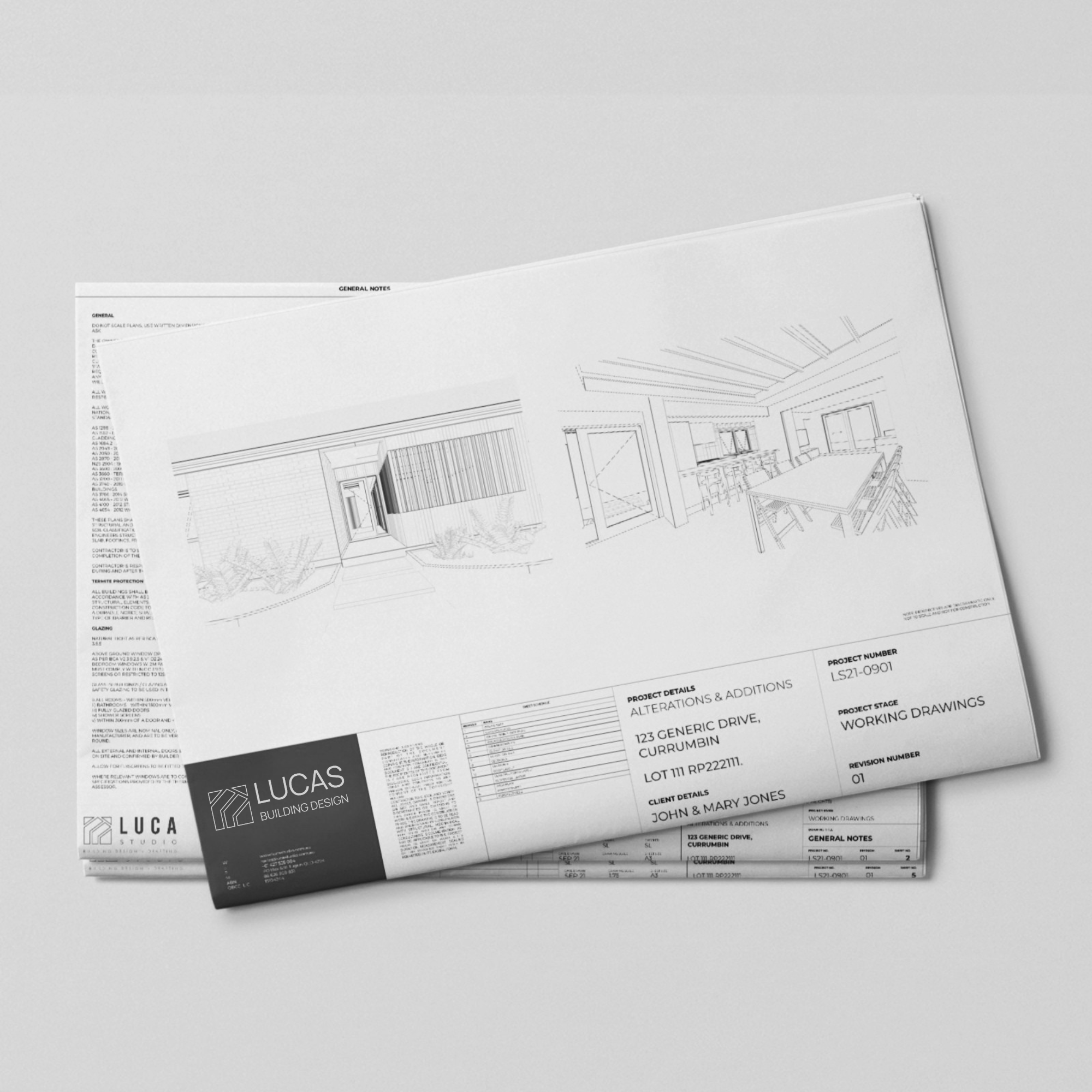 Residential building design and documentation prepared by Lucas Building Design.