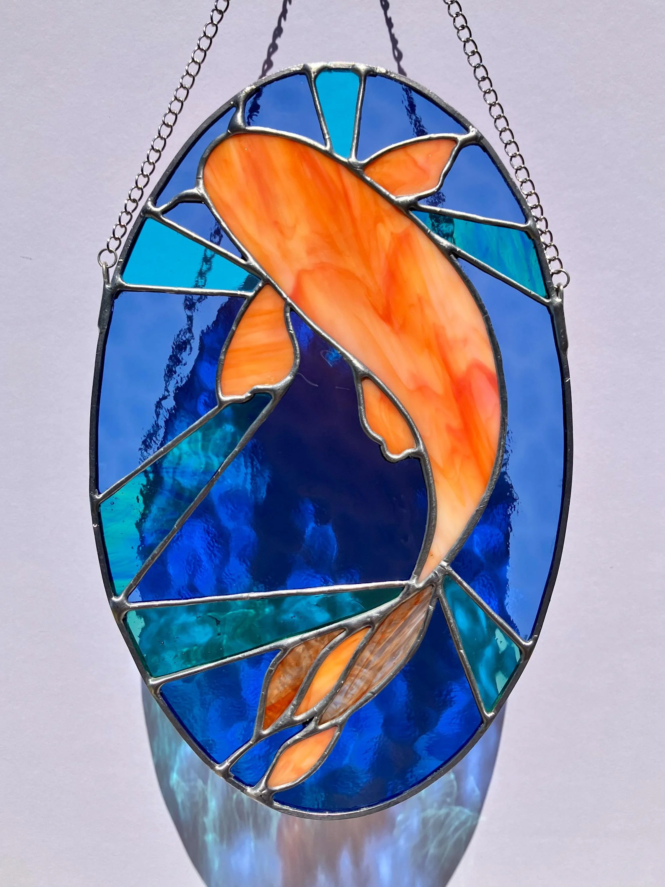 Koi Carp Stained Glass Suncatcher - Stylish Japanese Window Hanging