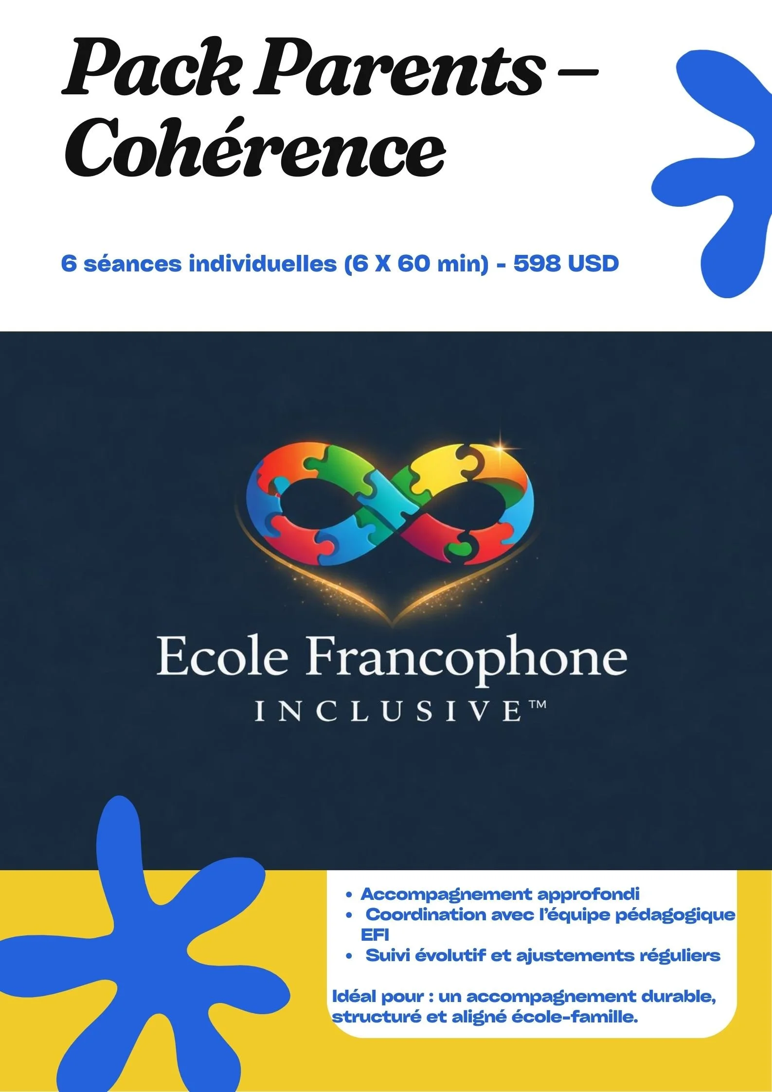 Pack Parents –  Cohérence  - 6 séances individuelles (6 X 60 min) - 598 USD