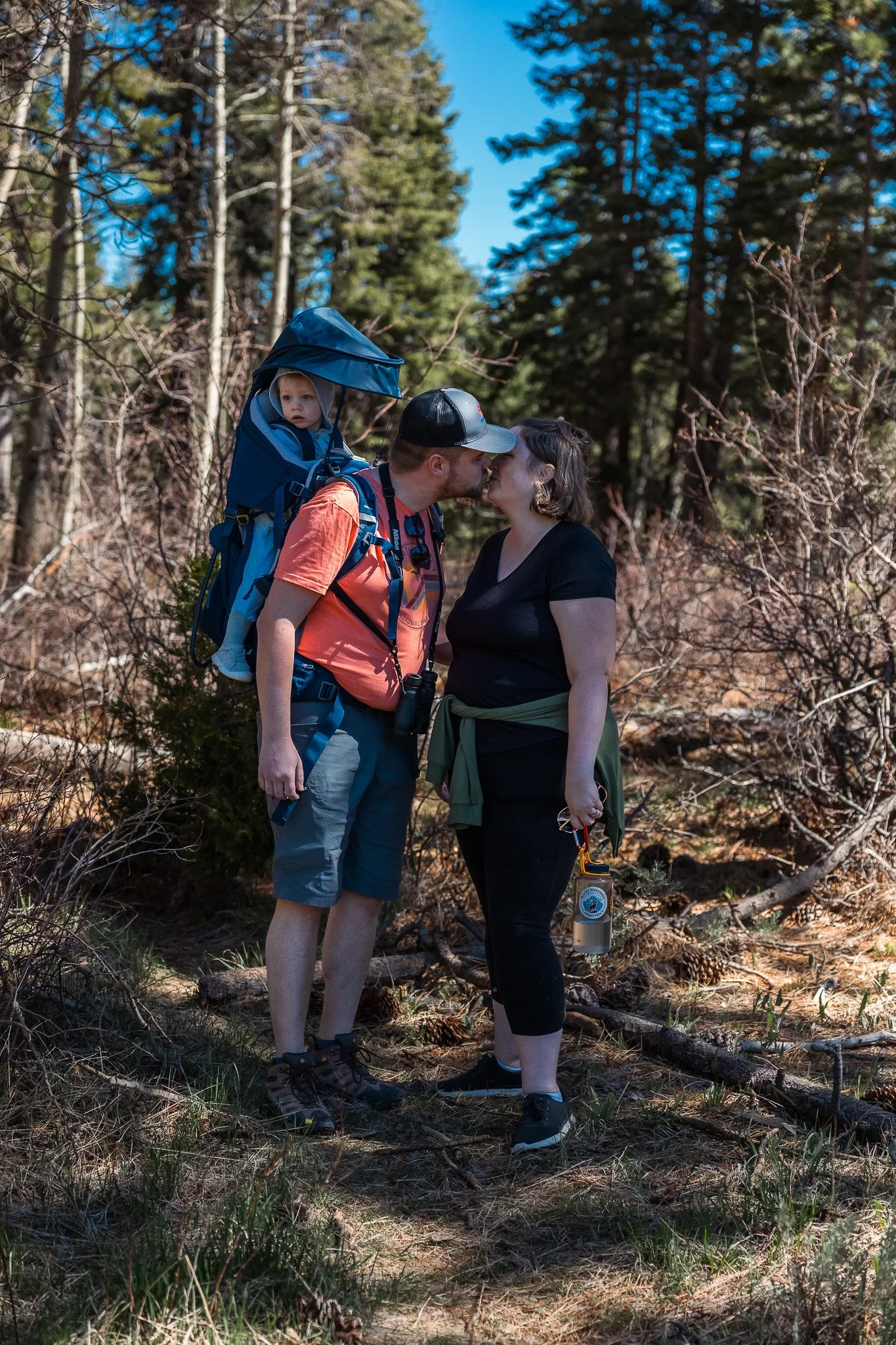 Family Kissing on Fallen Leaf Lake Trail