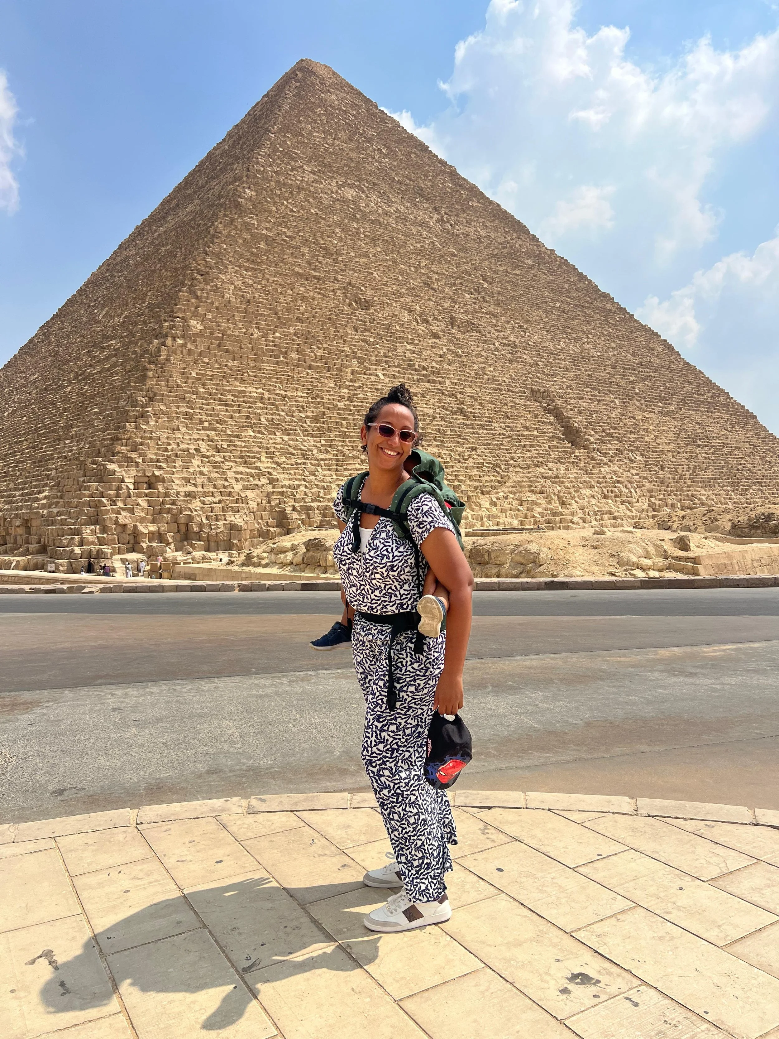 Egypt pyramid with baby carrier