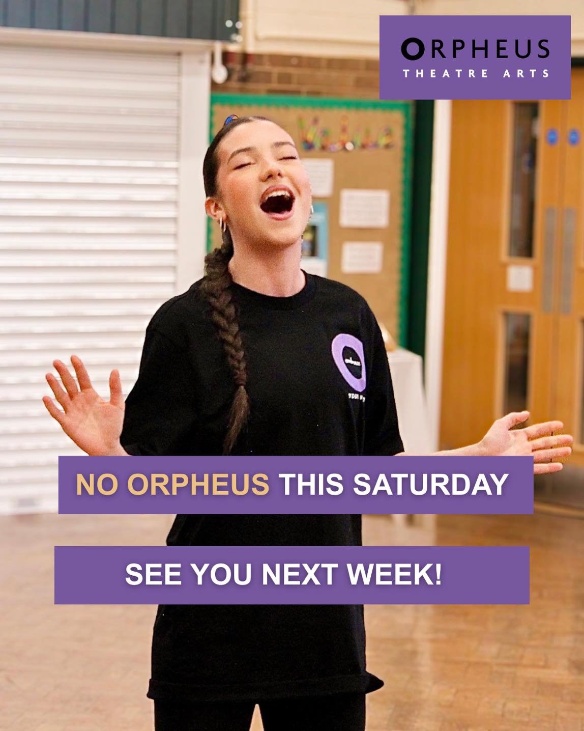 Reminder to all Orpheus families that we are closed for half term this week, so no academy on Saturday 30th May 💜

See you all back after half term! 🌟

#orpheustheatrearts
#embraceyourvoice