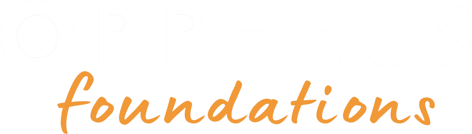 Text reading 'O R P - L J S foundations' with 'foundations' in orange and larger font beneath