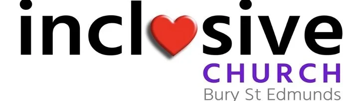 Logo for Inclusive Church at Bury St Edmunds, with the word 'inclusive' where the 'love' is replace by a red heart.
