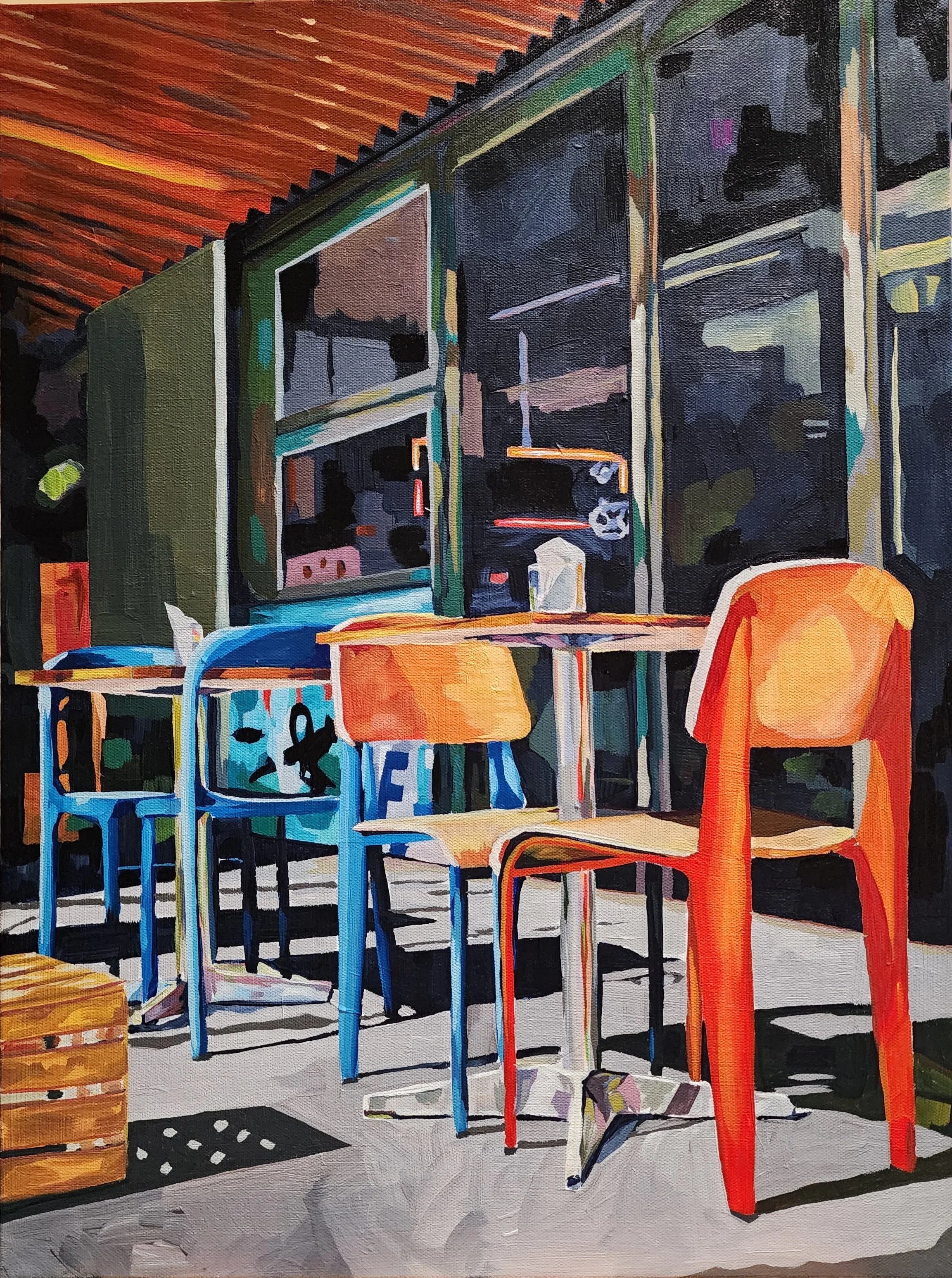 Cafe Chair Art Print — Colorful Modern Interior Wall Art — "Orange Chair"