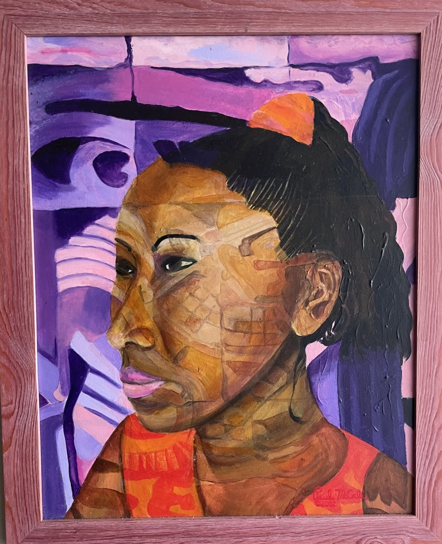 Acrylic on cavass 16x20in. Framed. Mayan waitree in Merida.