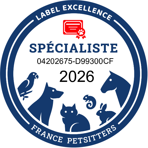 Label Spécialiste France Petsitters 2026 - Spécialiste félin