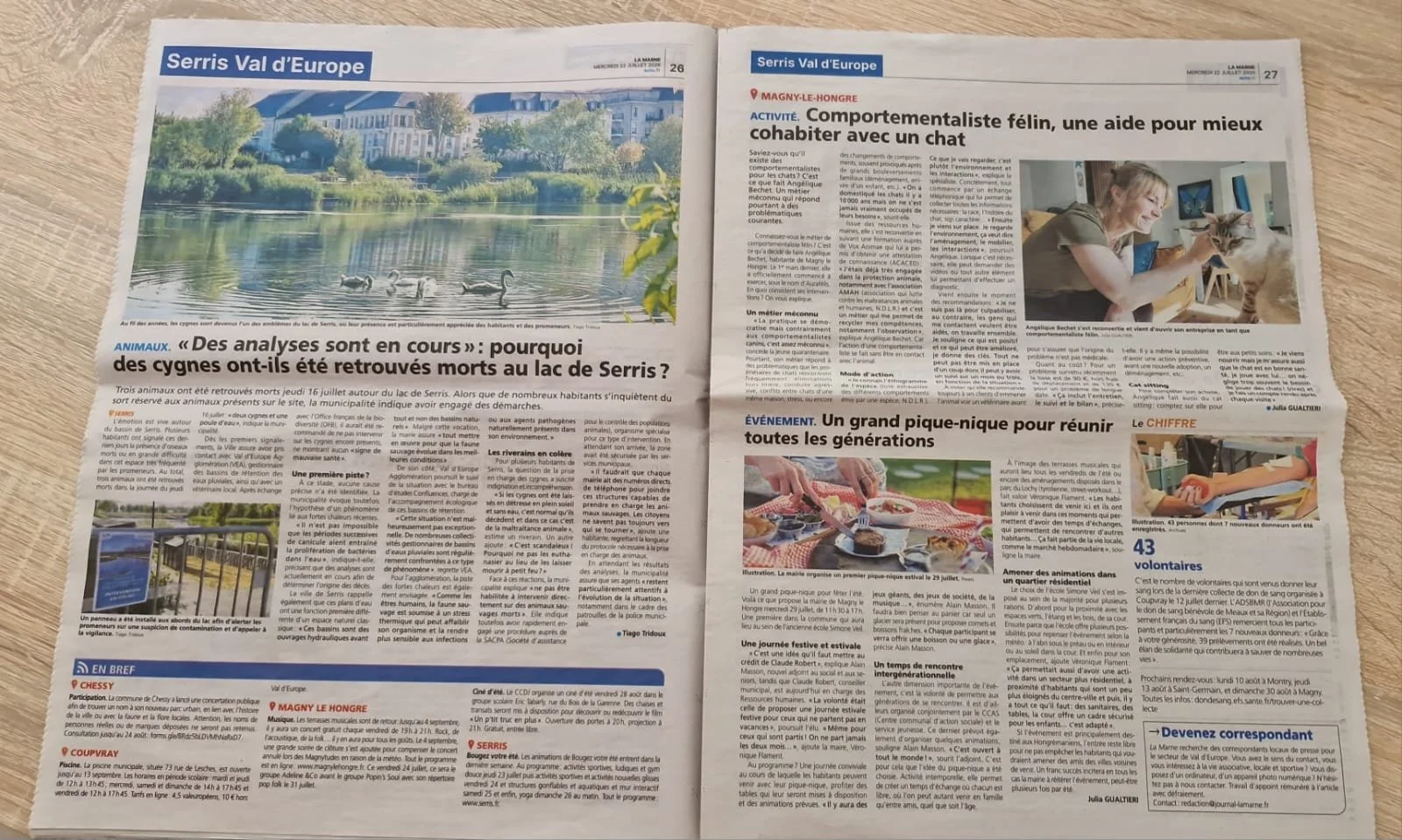 Article du Journal La Marne du 22 juillet 2026 - Comportementaliste félin en Seine et Marne