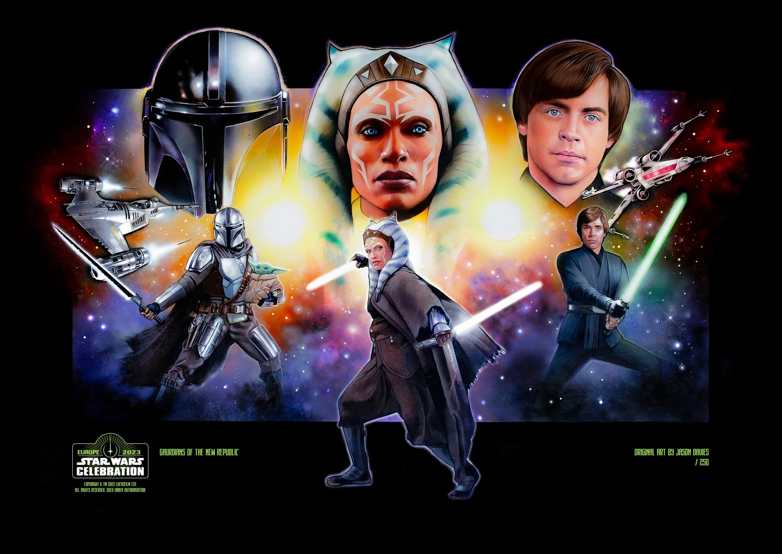 Ahsoka Tano original sci-fi trading card illustration by Jason Davies