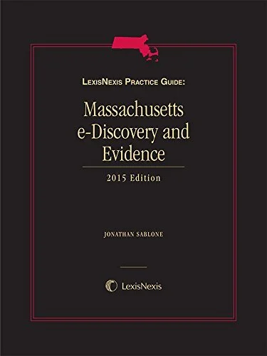 Cover of the LexisNexis Practice Guide titled 'Massachusetts e-Discovery and Evidence,' authored by Jonathan Sablone, with a black background and a pink Massachusetts state outline at the top.