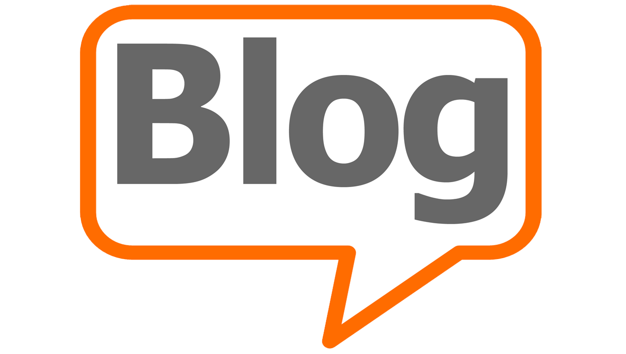 A speech bubble icon with the word "Blog" written inside in bold gray letters, outlined in orange highlighting insights from Jonathan Sablone.
