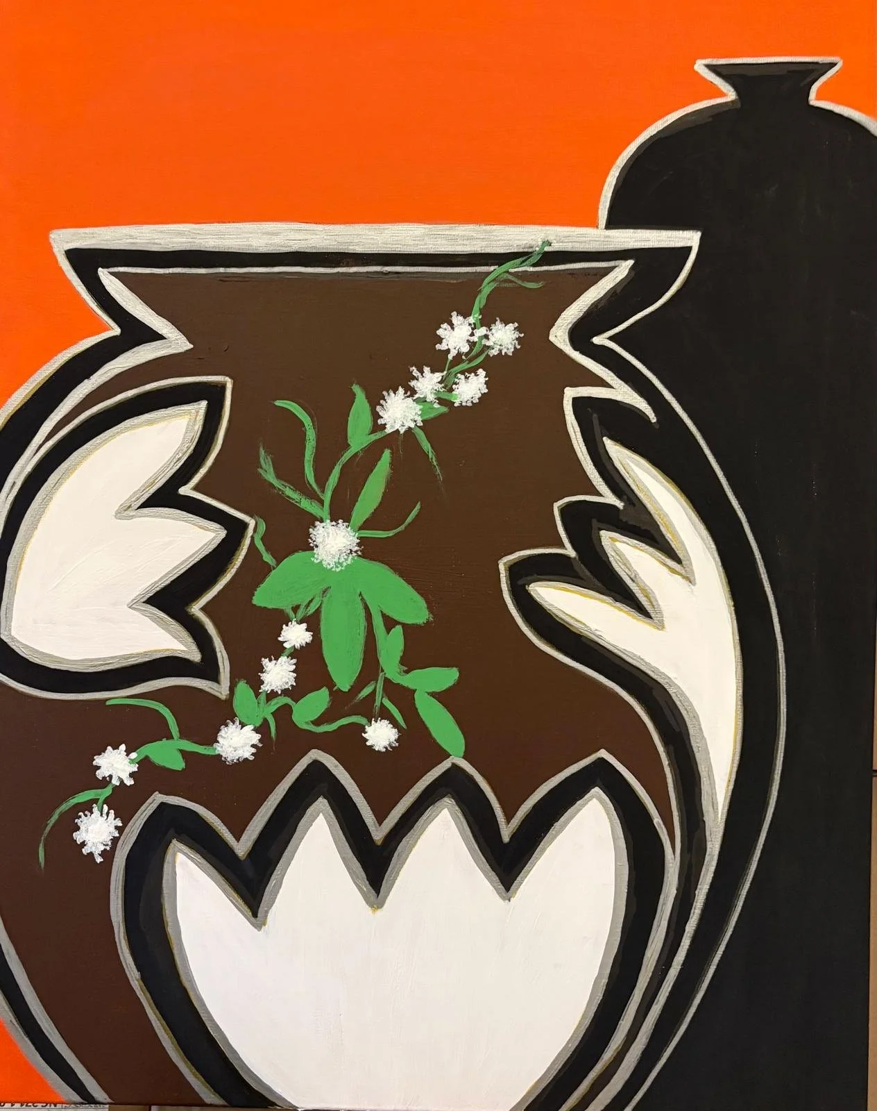 V6- Orange/Black Vase