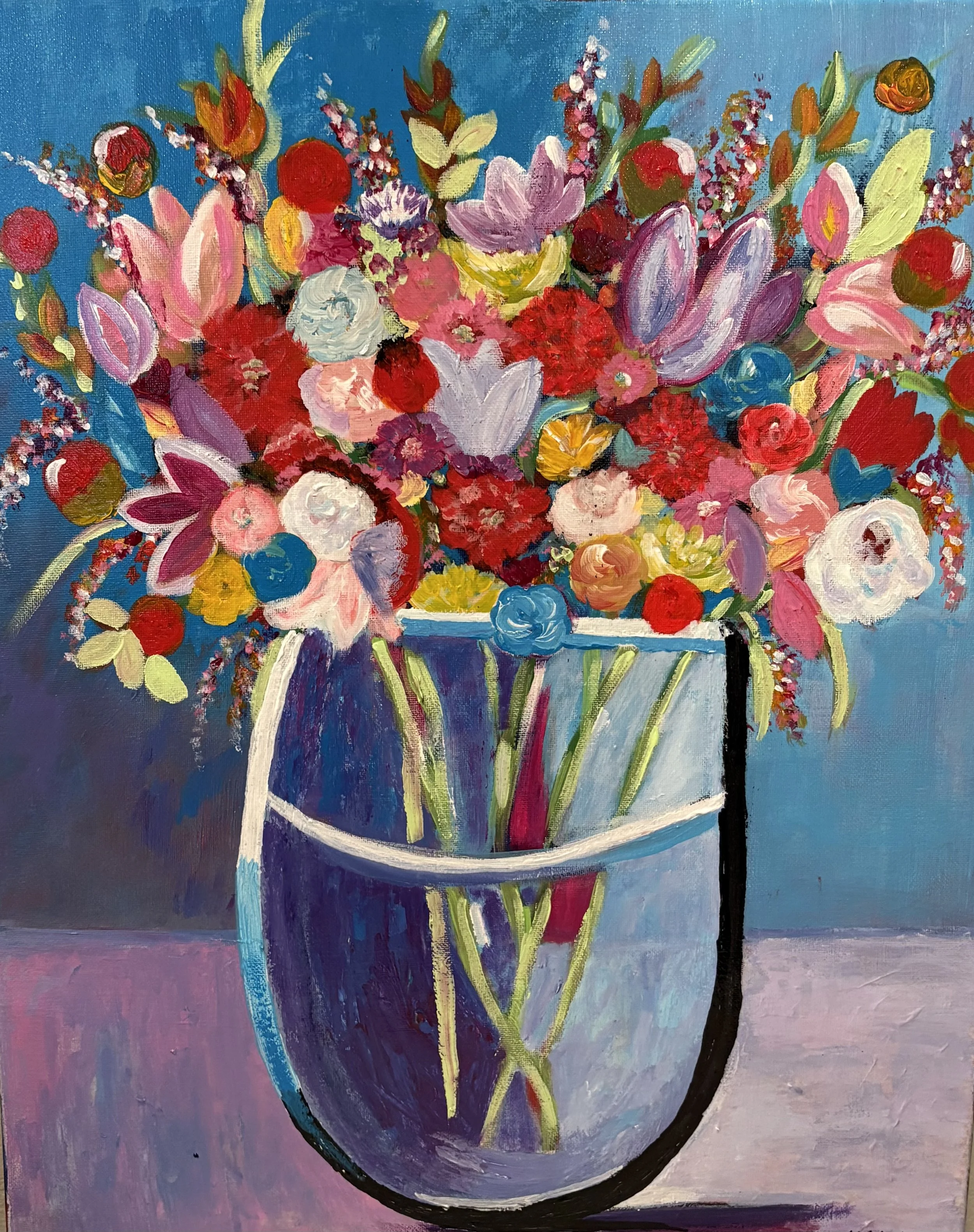 54F- Black White Trim Vase