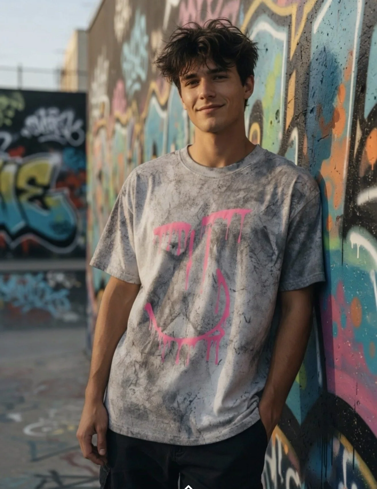 Drippy Smeelys Tee - Bleach Effect