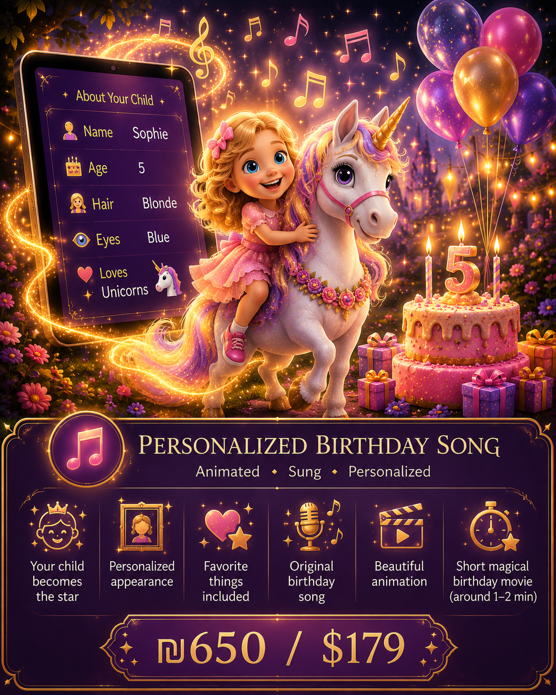 Personalized Animated Birthday Song Video