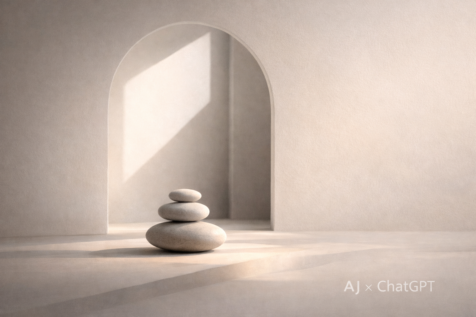 Stacked stones in soft light symbolizing balance and stability.