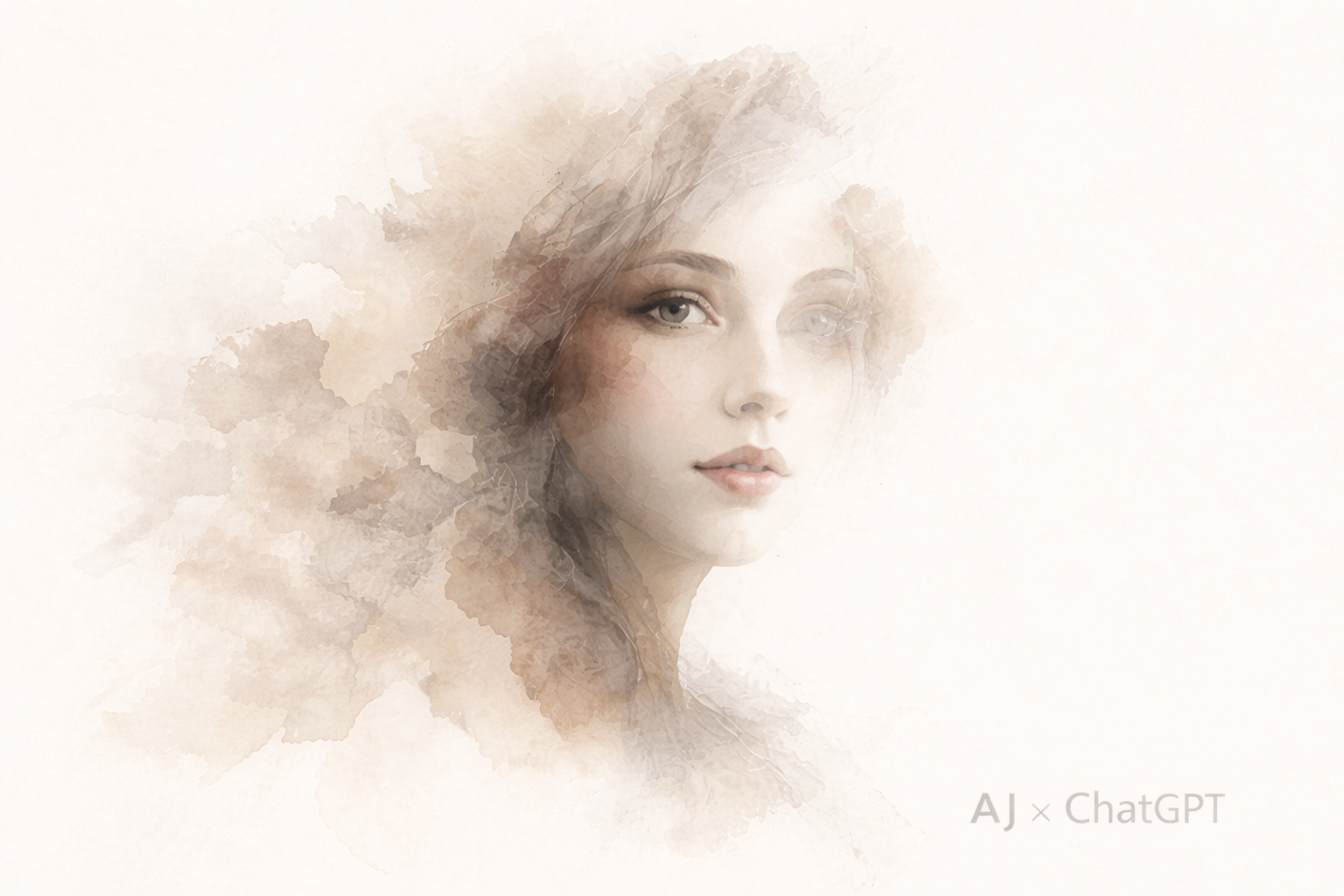 Watercolor portrait in soft neutral tones suggesting creativity and perception.
