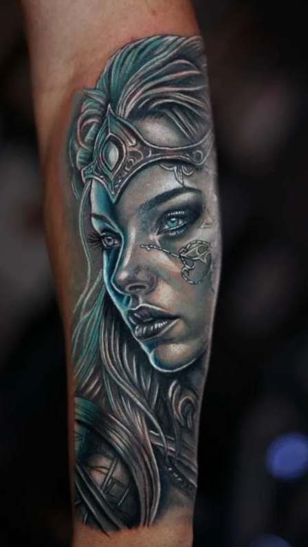 Color realism female portrait tattoo by InkArt Tattoos Miami Florida.png