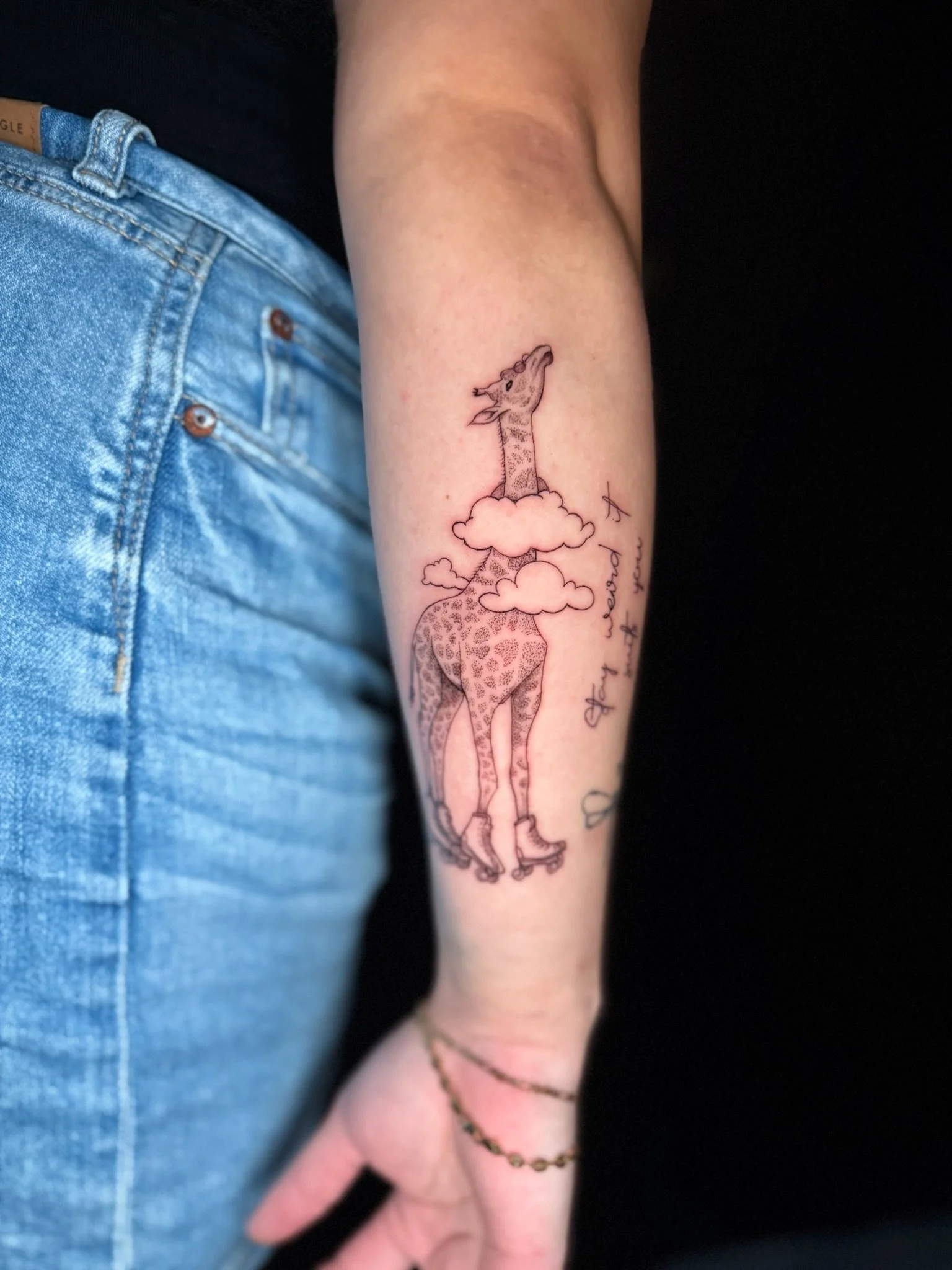 Fine line giraffe tattoo minimal style by InkArt Tattoos Miami.JPG