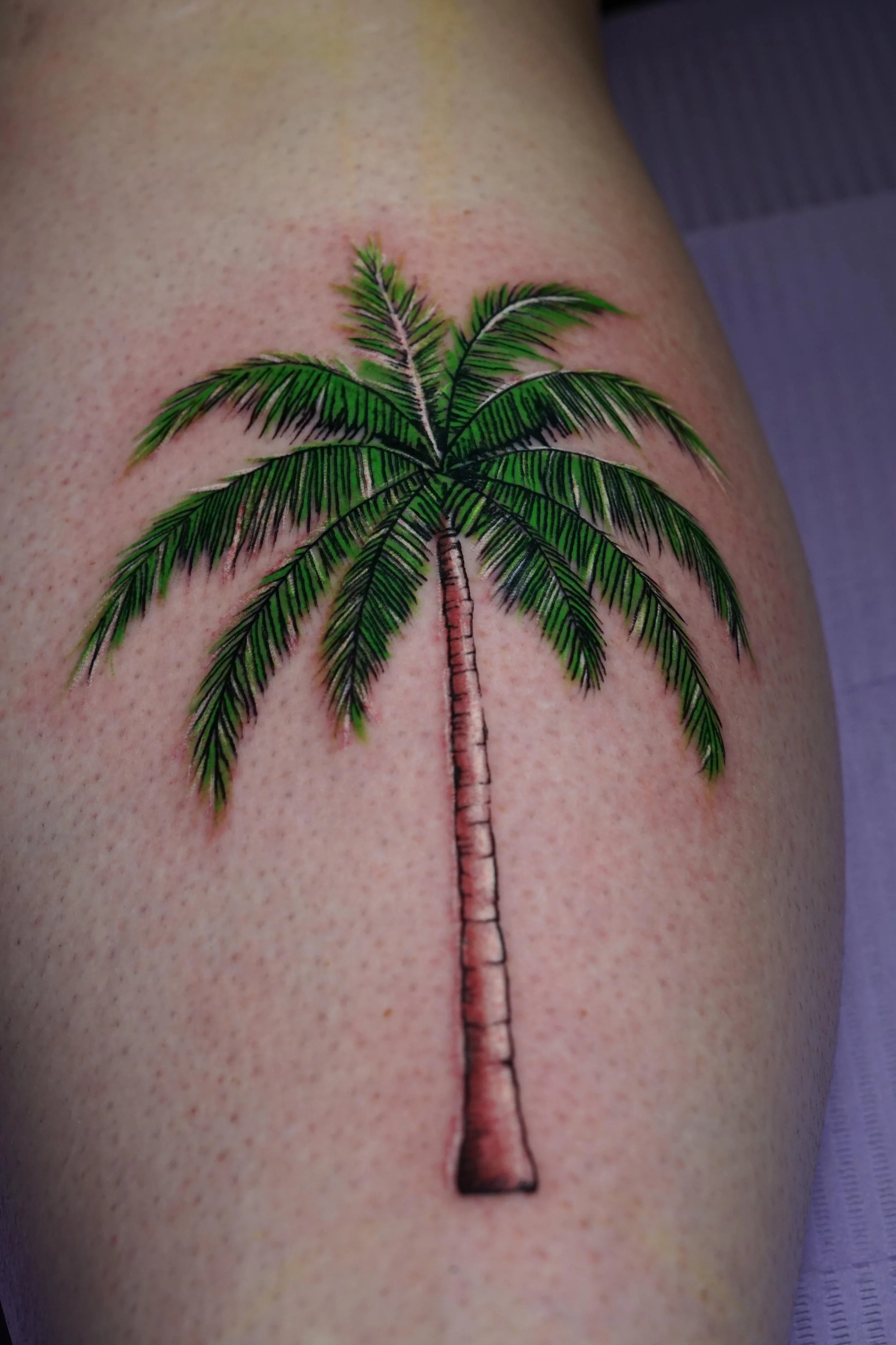 Color palm tree tattoo by InkArt Tattoos Miami Florida.JPG