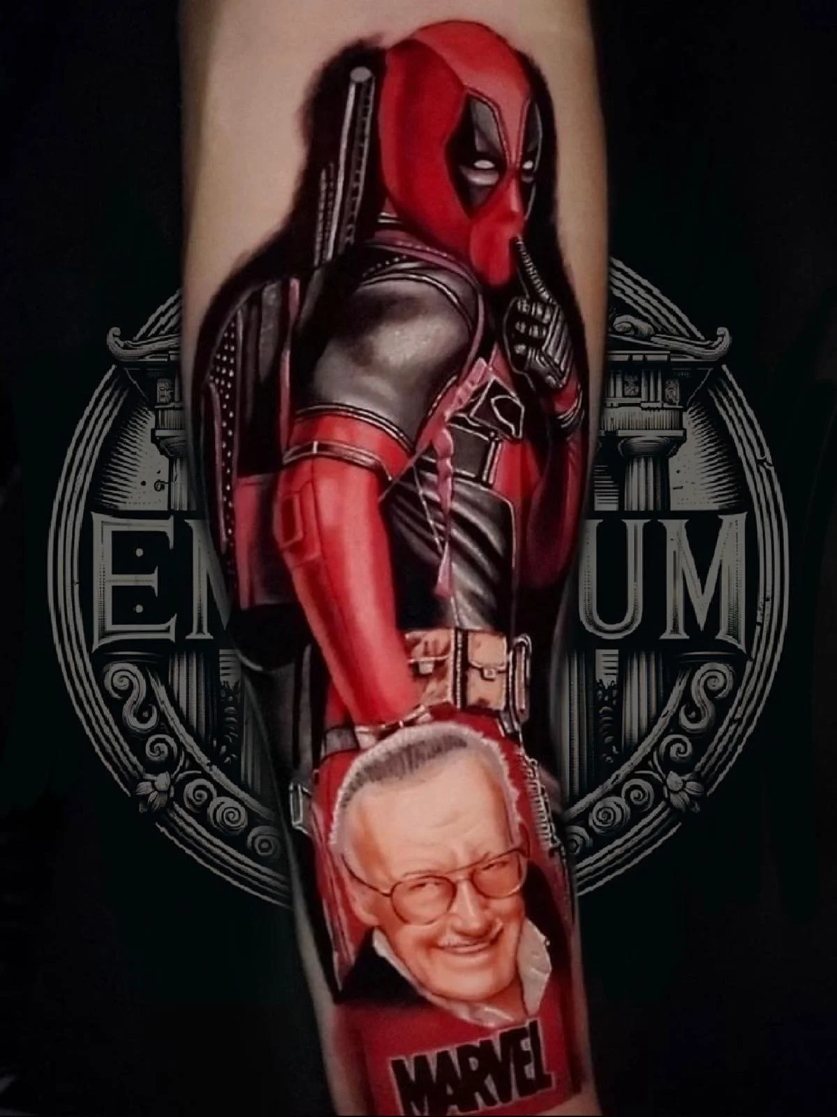 Color realism Deadpool tattoo by InkArt tattoo studio Miami.JPG