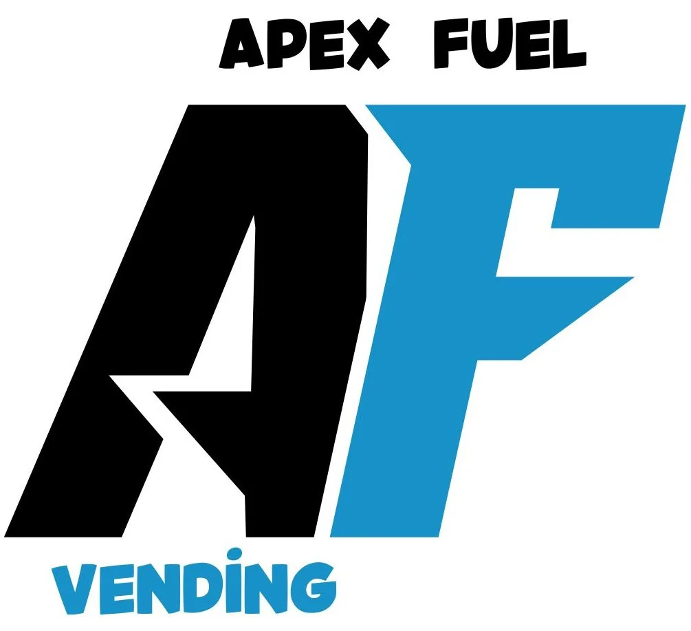 Logo for Apex Fuel Vending featuring stylized black 'A' and blue 'F' with the words 'Apex Fuel' above and 'Vending' below.