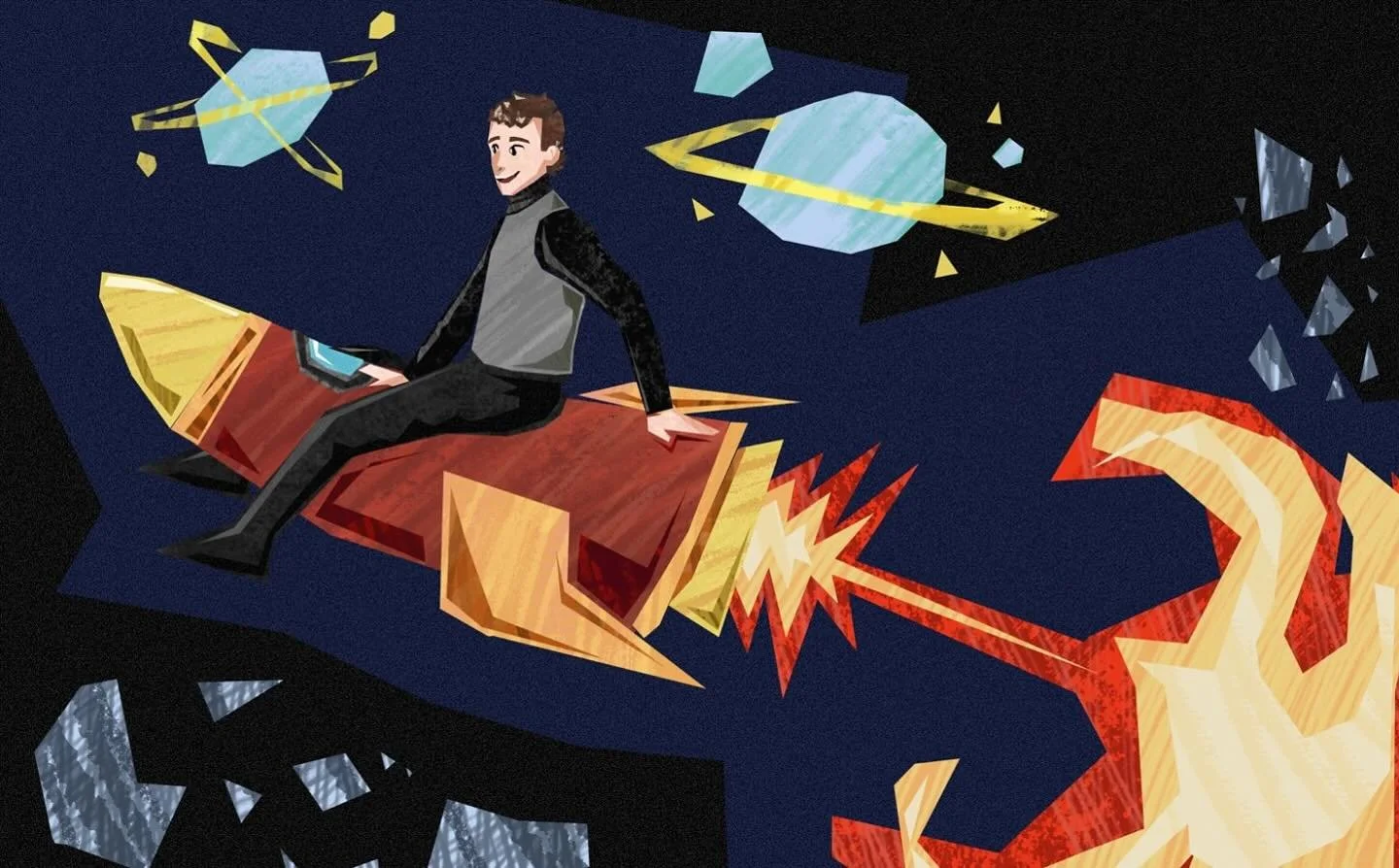 Blast Off

A spot illustration from the Editor&rsquo;s Letter in Cosmic Magazine