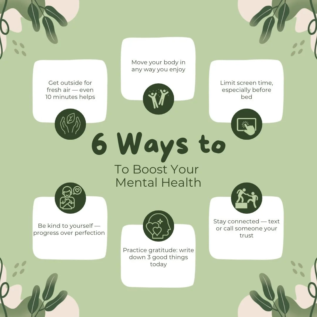 Small steps lead to big changes. 🌿 Sometimes we overcomplicate &ldquo;wellness,&rdquo; but mental health is often supported by the simplest daily habits.
Which of these are you prioritizing today?
👇🏾Let me know in the comments!
#MentalHealthMatter