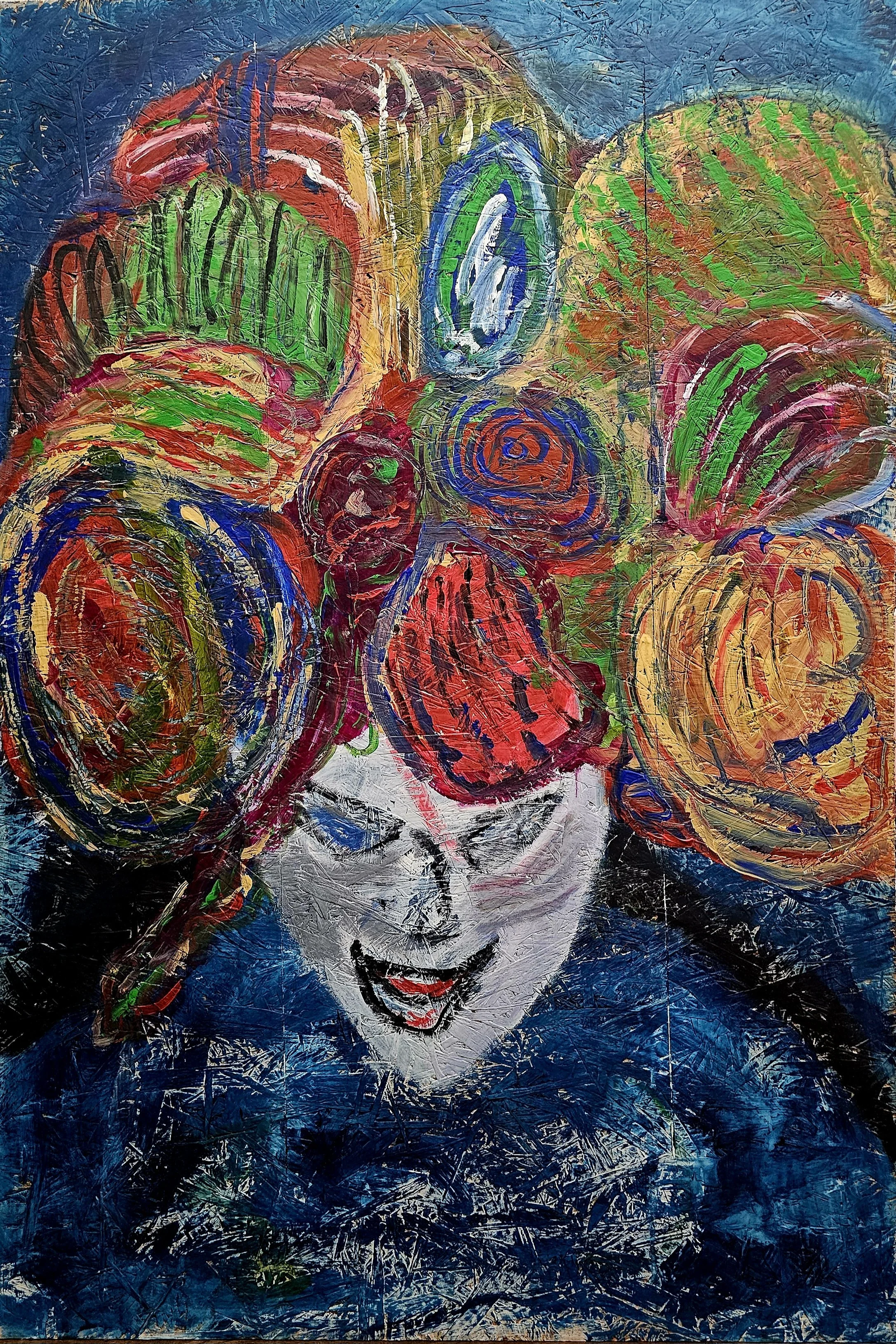 Lady of the rose, 2025. Acrylic on wood. 120 x  80 cm