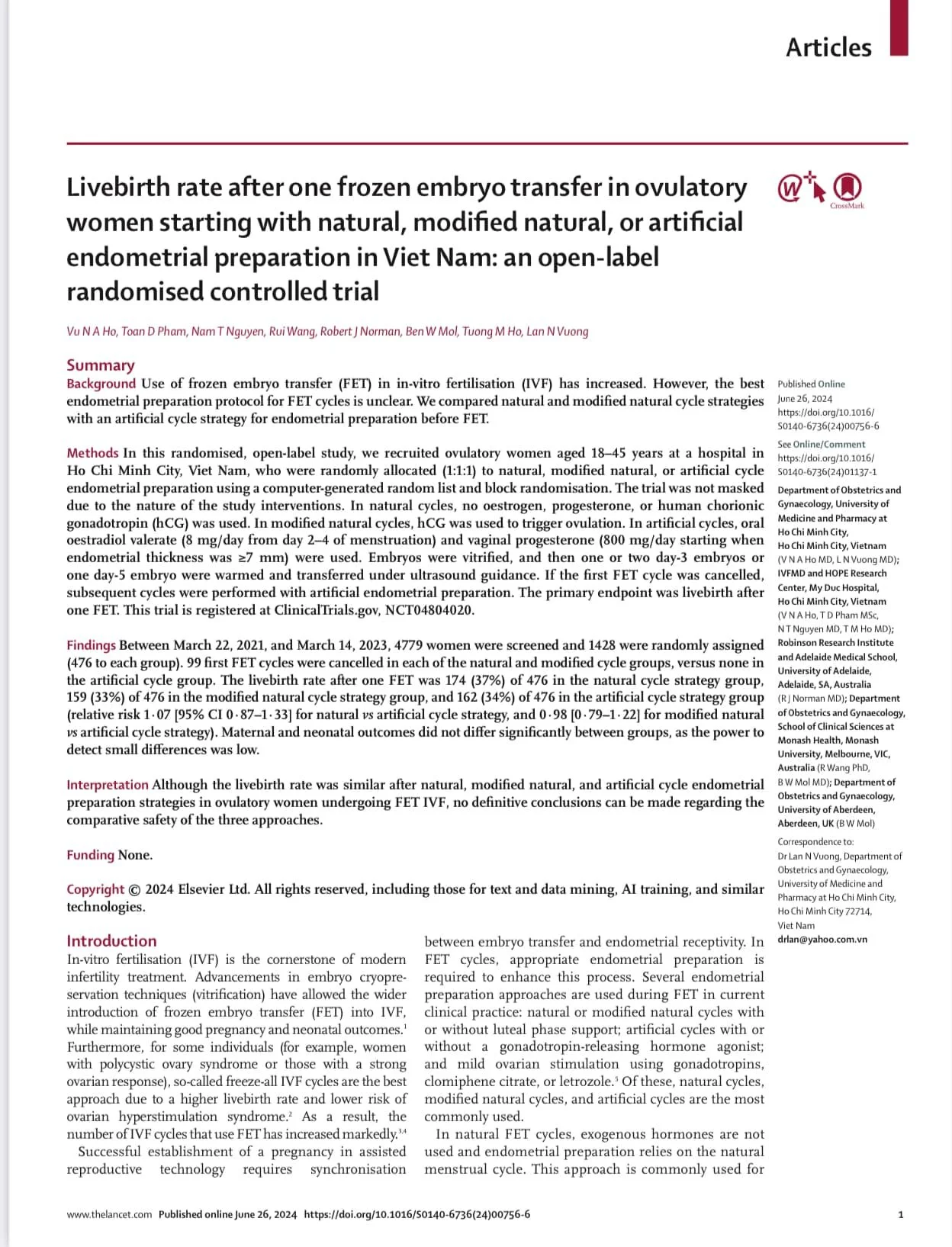 HOPE Research Center has a new publication in The Lancet