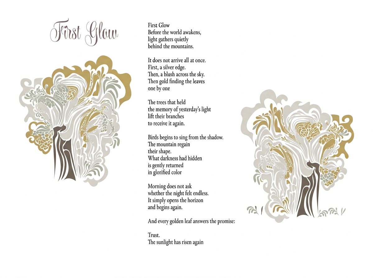 Poem about the First Glow of sunshine in the morning