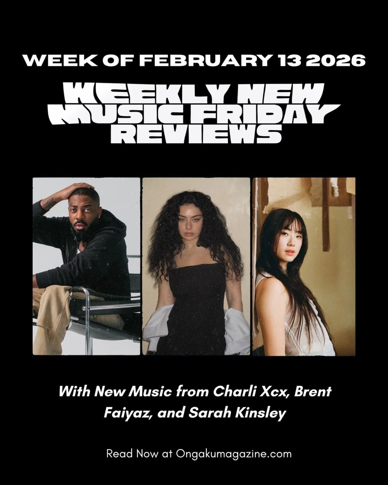 @charli_xcx @sarahkinsleyd @brentfaiyaz take the stage of music for February 13th!! Read about their new hits for this new music Friday in bio #newmusicfridaya #charlixcx #sarahkinsley #brentfaiyaz #music
