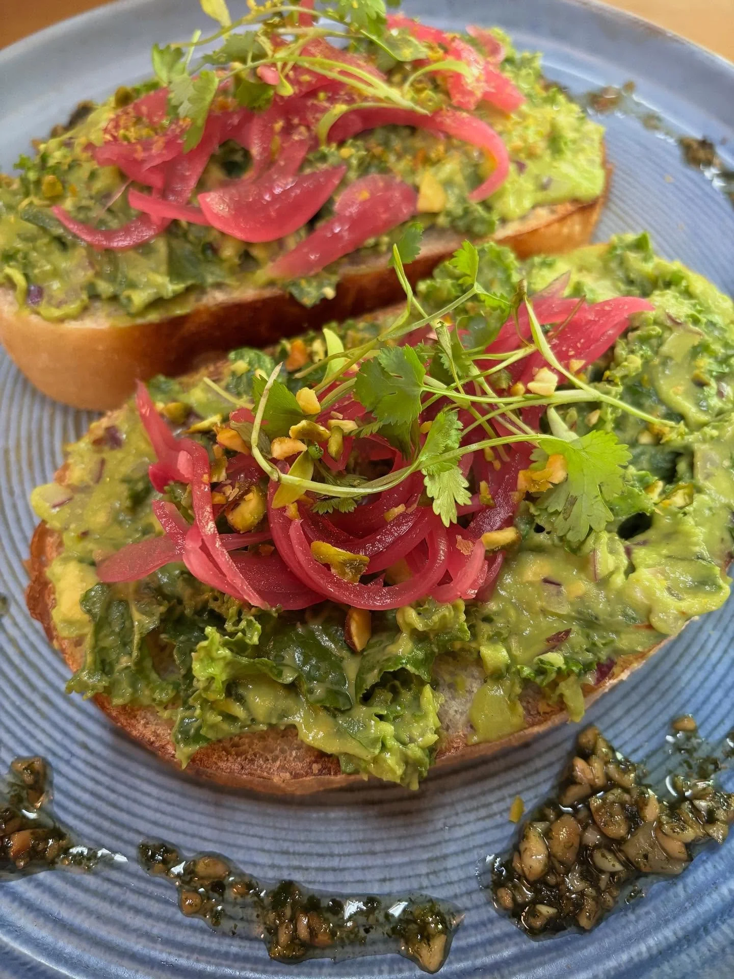 It&rsquo;s hard to put into words how delicious the food is at @onceonceantigua! Breakfast is a relatively new thing for them, but they&rsquo;re doing an amazing job. This might be our favorite avocado toast in Antigua&hellip;.from the pistachios and