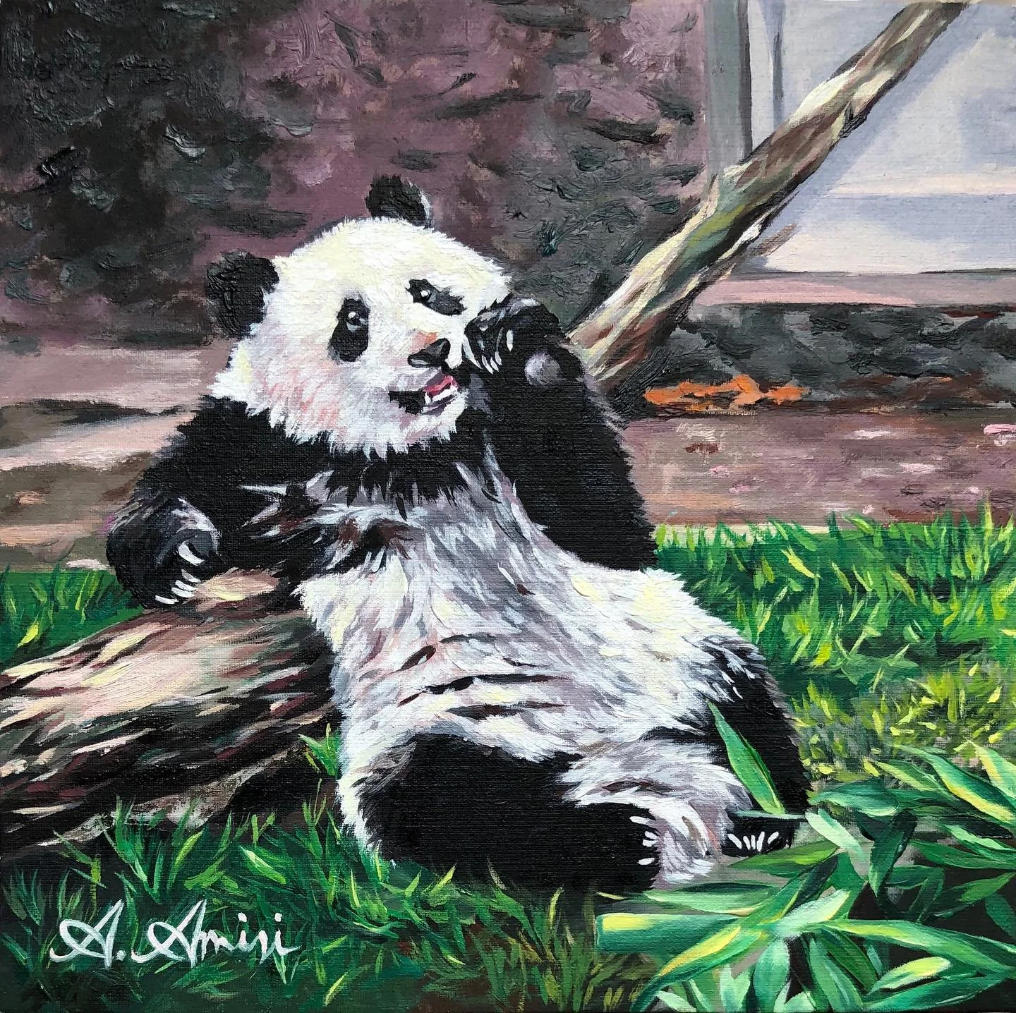 Cute Panda, 2020, Oil paint on canvas