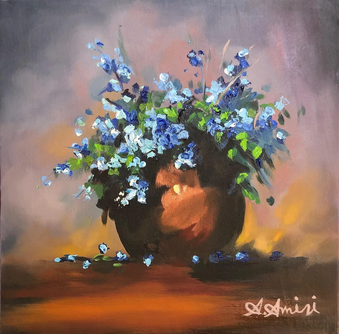 Blue Plumbagos, 2020, Oil paint on canvas