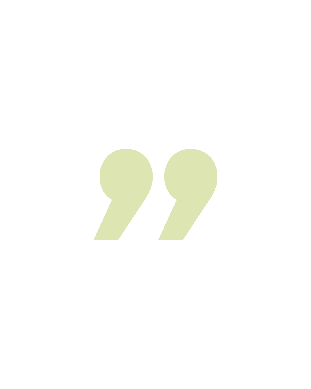 Black background with pale green quotation marks in the center.