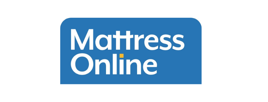 Blue and white logo with the text 'Mattress Online' in bold letters.